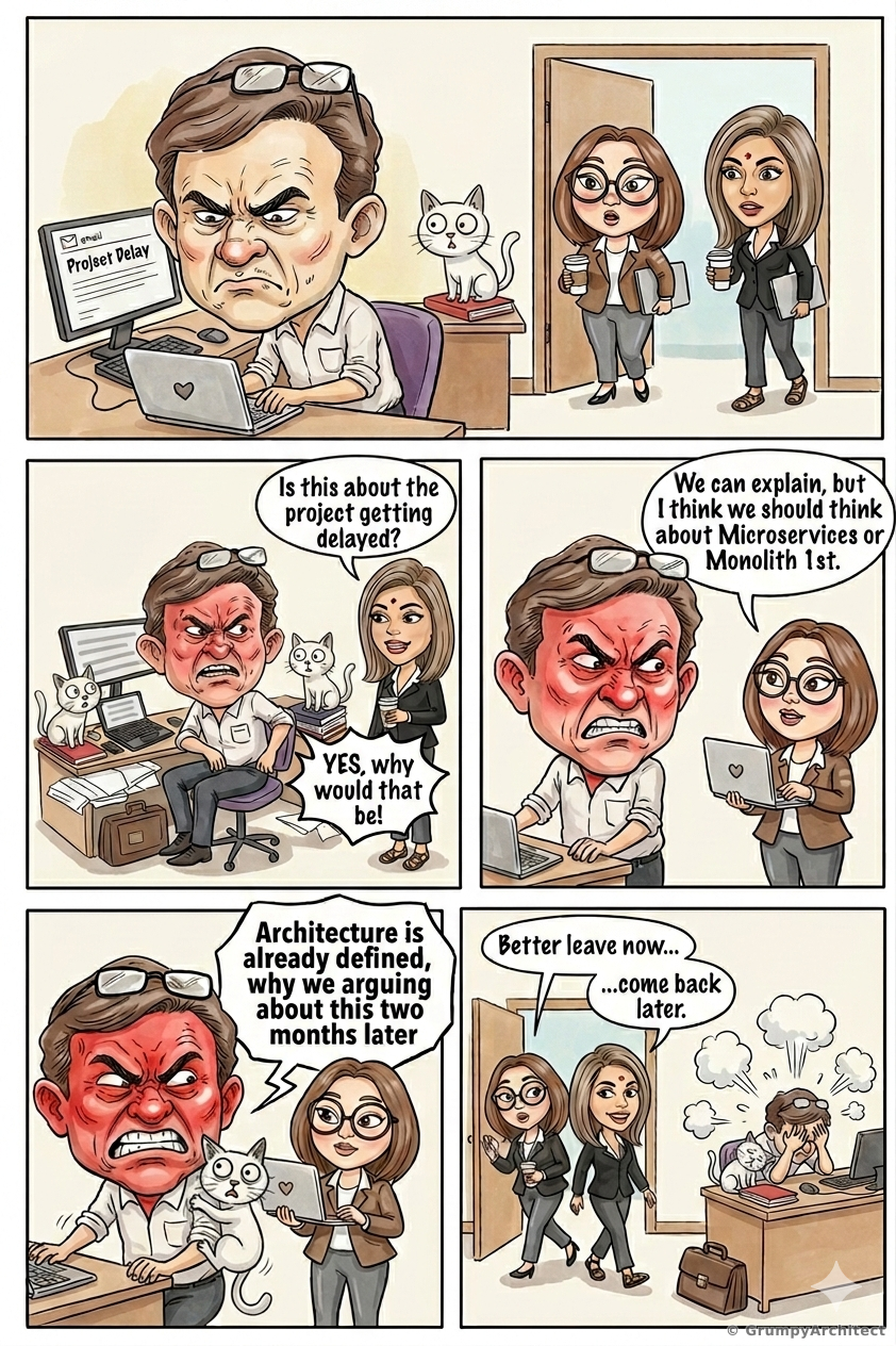 Business Software Implementation Comic GrumpyArchitect - Daily IT Comics | Software Development Humor